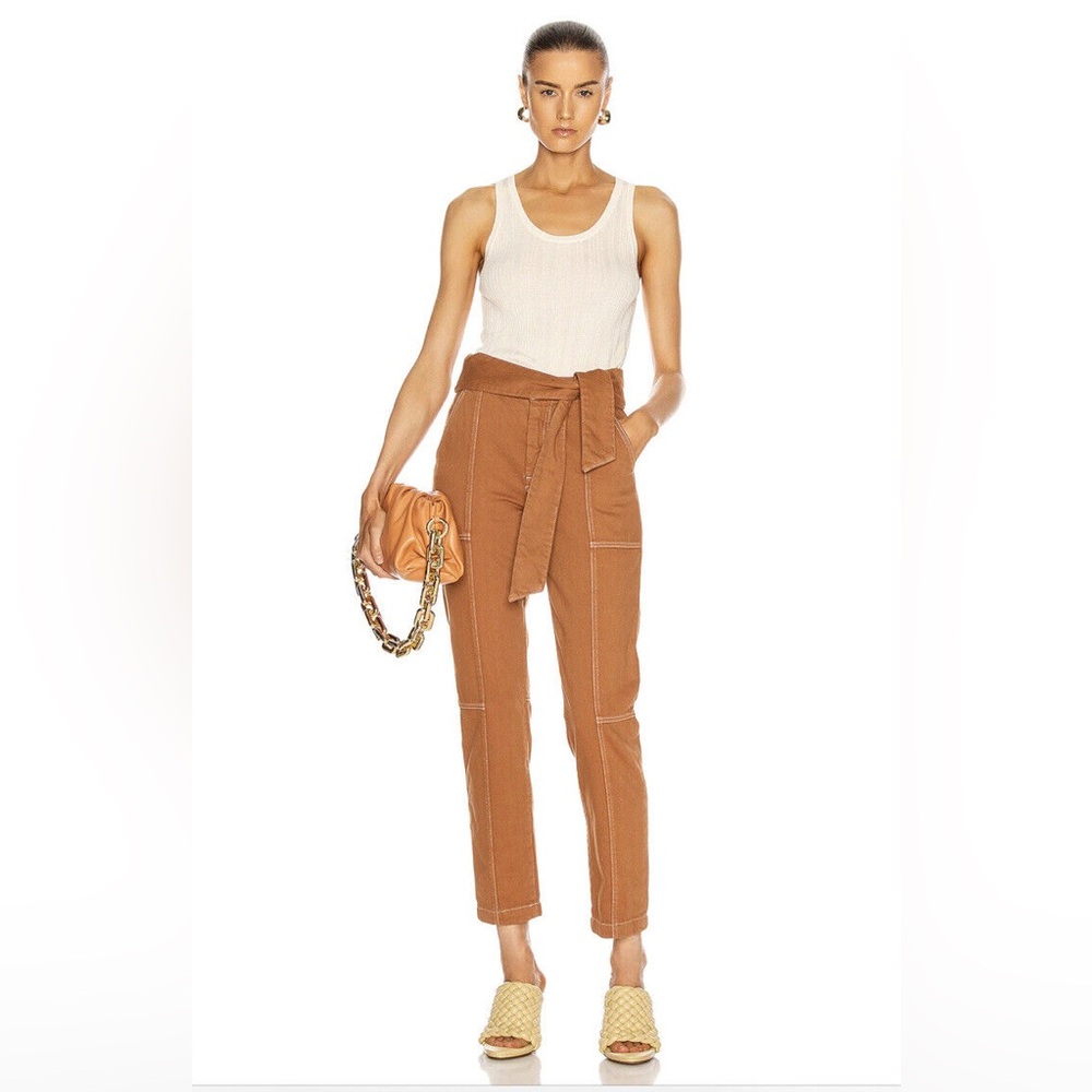 Jonathan Simkhai Standard Henley Tie Waist Denim Cargo Pants in Zuma Light Sz 25